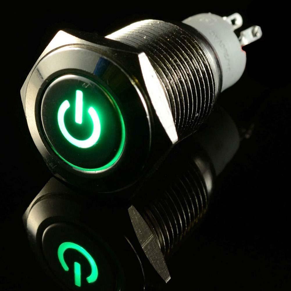 金属带锁16mm LED照明电源按钮开关